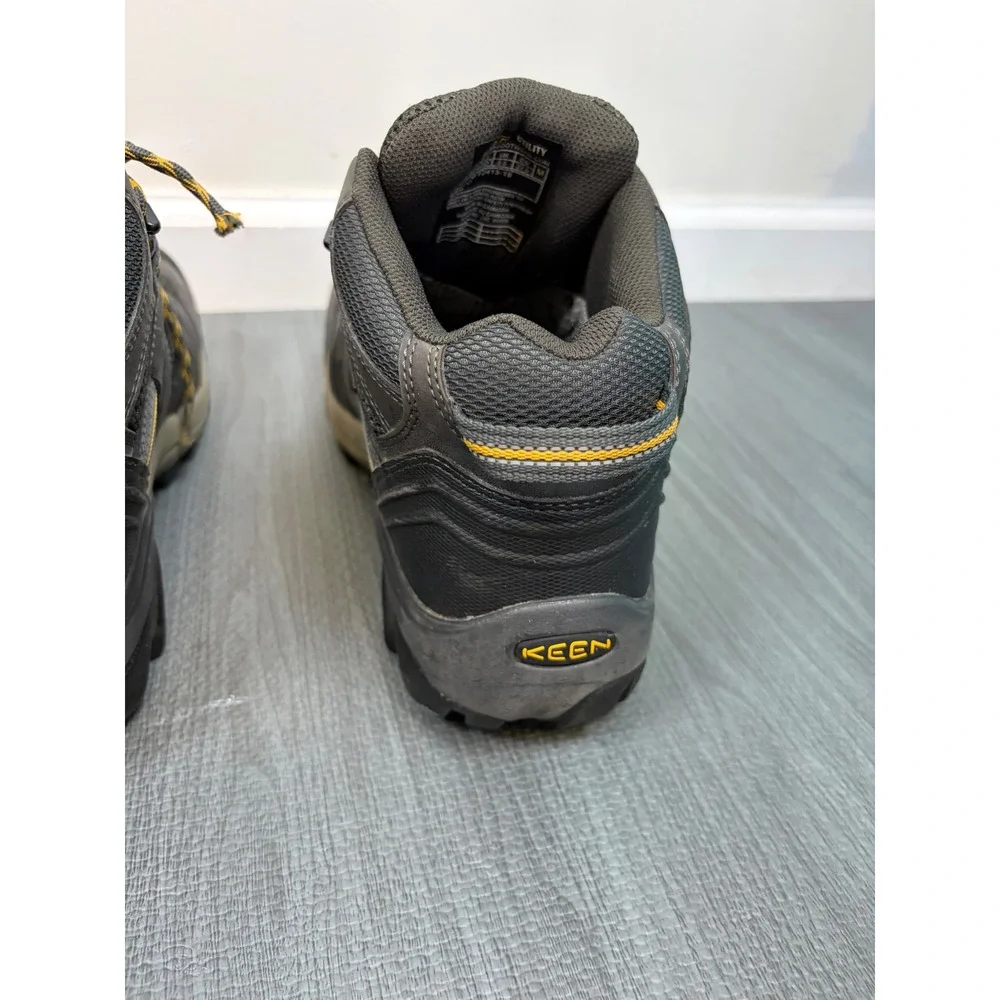 Keen Utility Lansing Mid Work Boots 9.5D Raven Gray Steel Toe EH Safety Hiking